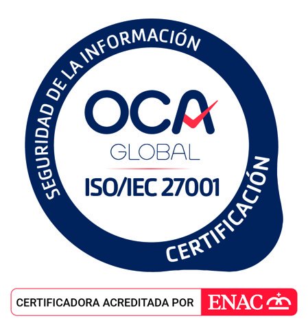 Marca de certificació d'OCA Global per a ISO/IEC 27001, certificadora acreditada per ENAC