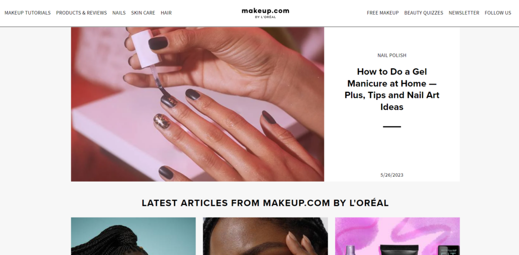Página web makeup de L'Oréal