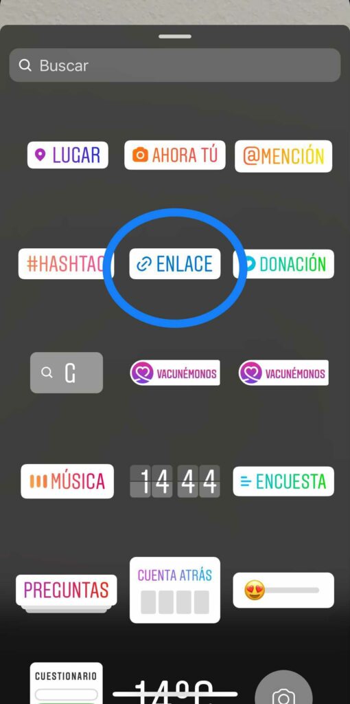 enlace en stories