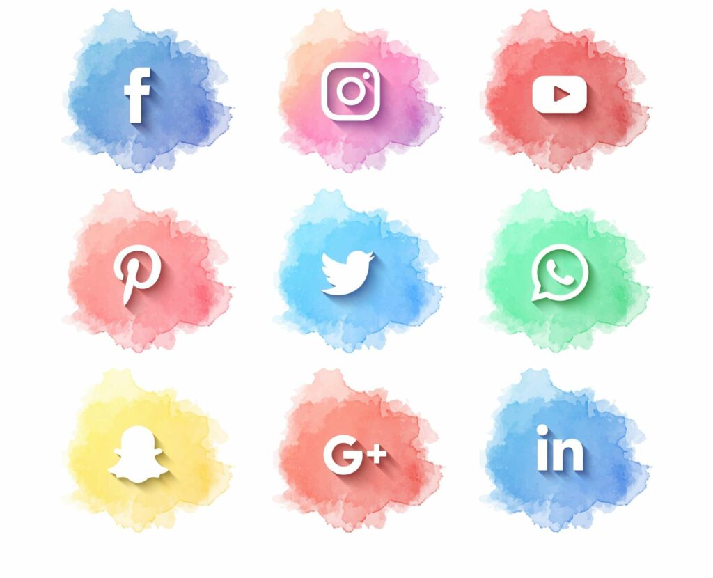 Icones xarxes socials aquarel·la