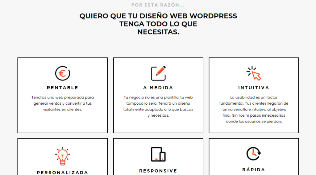 ejemplo de copywriting en pagina de venta