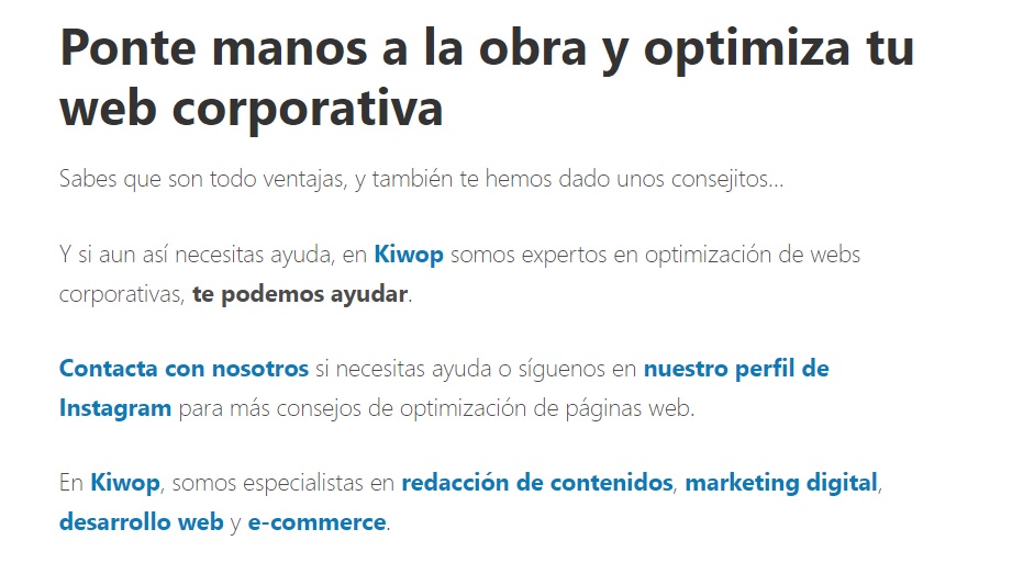 exemple de kiwop que promociona productes al blog