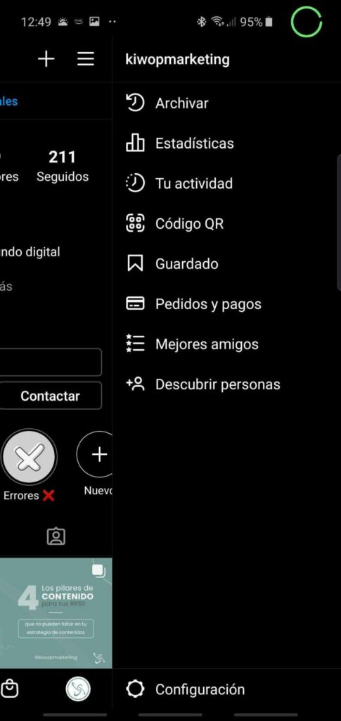 Com activar les estadístiques a Instagram