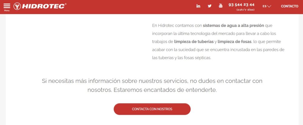 Ejemplo de copy de Hidrotec