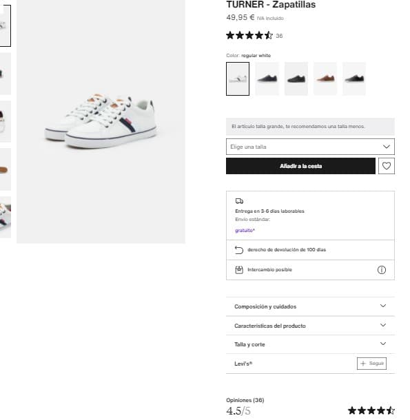 example of copywriting on zalando product sheet