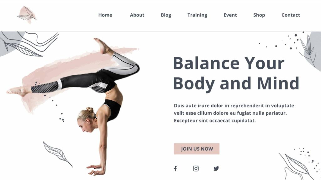 Landing page yoga