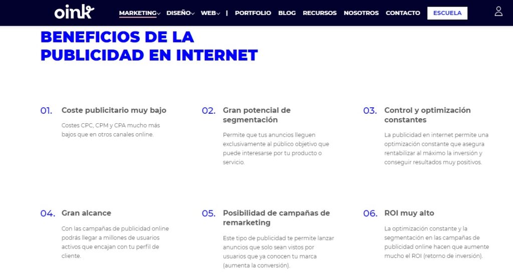 ejemplo de copywriting en pagina de venta de oink my god