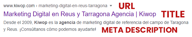 Ejemplo de title, meta description y URL en SEO On Page