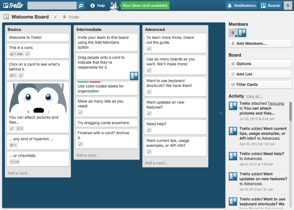 Trello board example