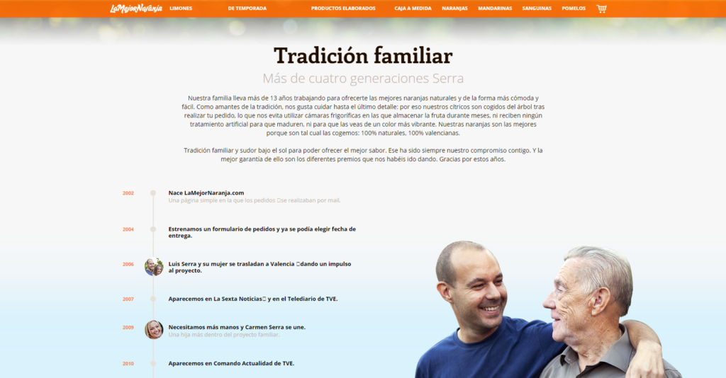 Copywriting para e-commerce en La Mejor Naranja