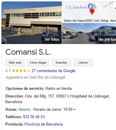 fitxa de google my business de comansi