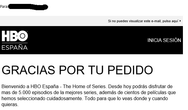 ejemplo de estrategia de mailing de cómo contarle los beneficios de HBO