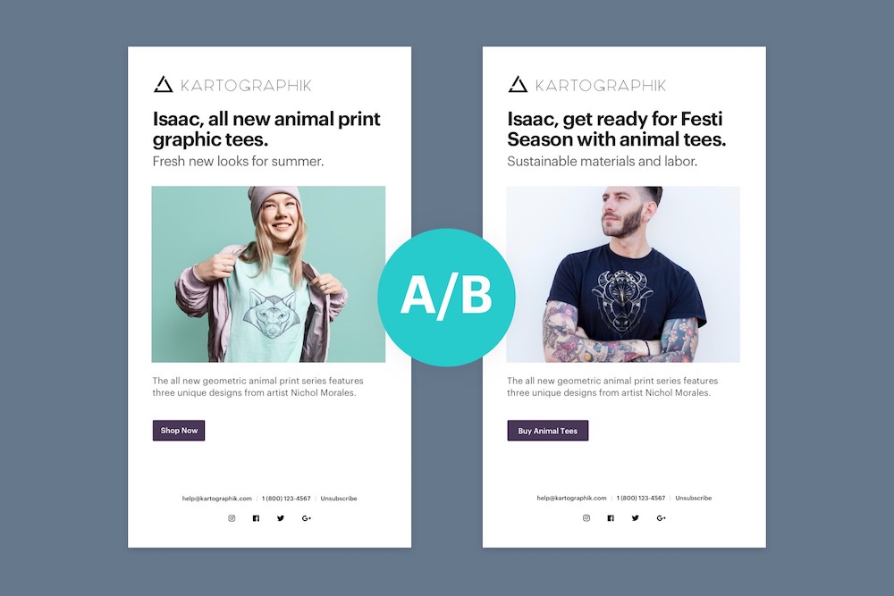 Ejemplo test A/B email marketing