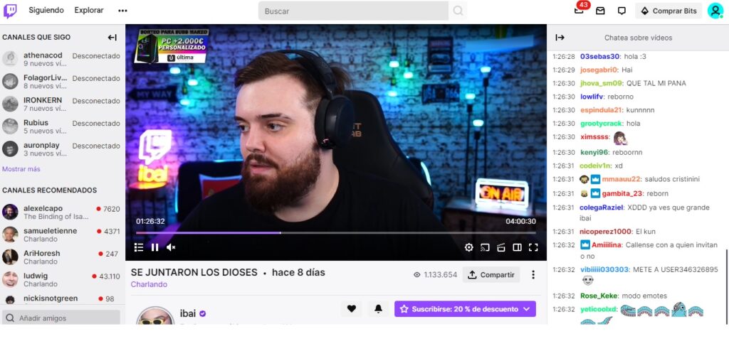 cuenta de Twitch de Ibai Llanos