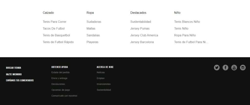 Footer de Nike