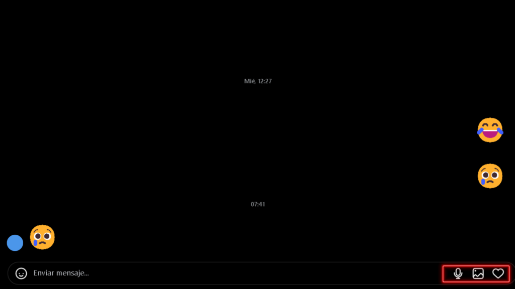enviar imágenes, audios y stickers en un chat de Instagram, versión de escritorio