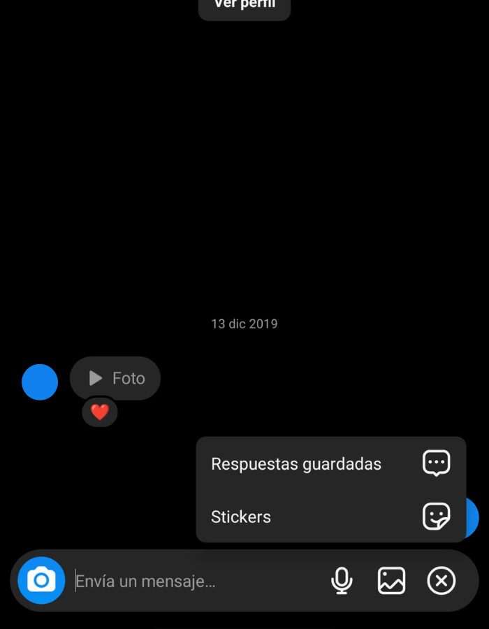 enviar imágenes, audios y stickers en un chat de Instagram