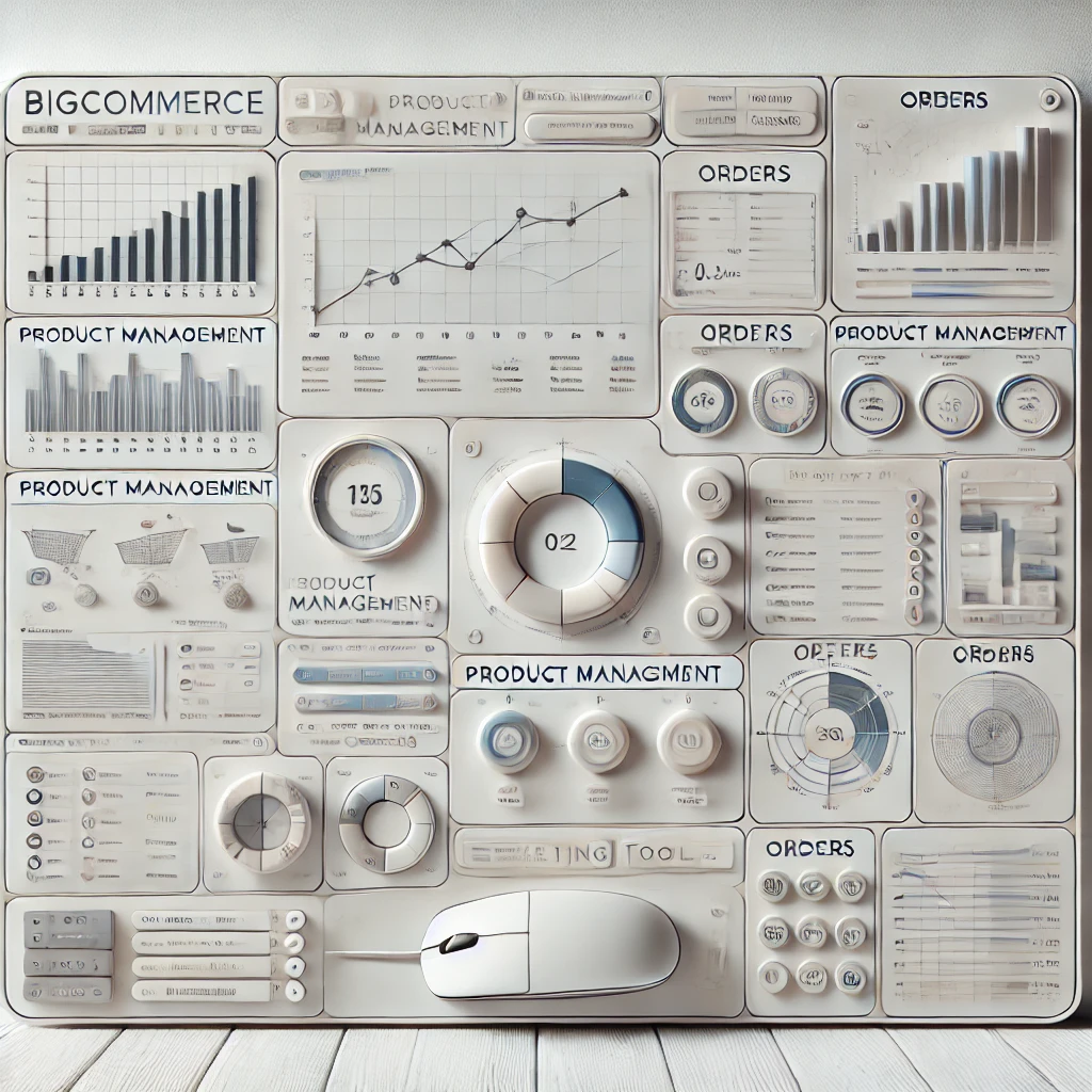 Captura de pantalla del dashboard de BigCommerce mostrando sus herramientas