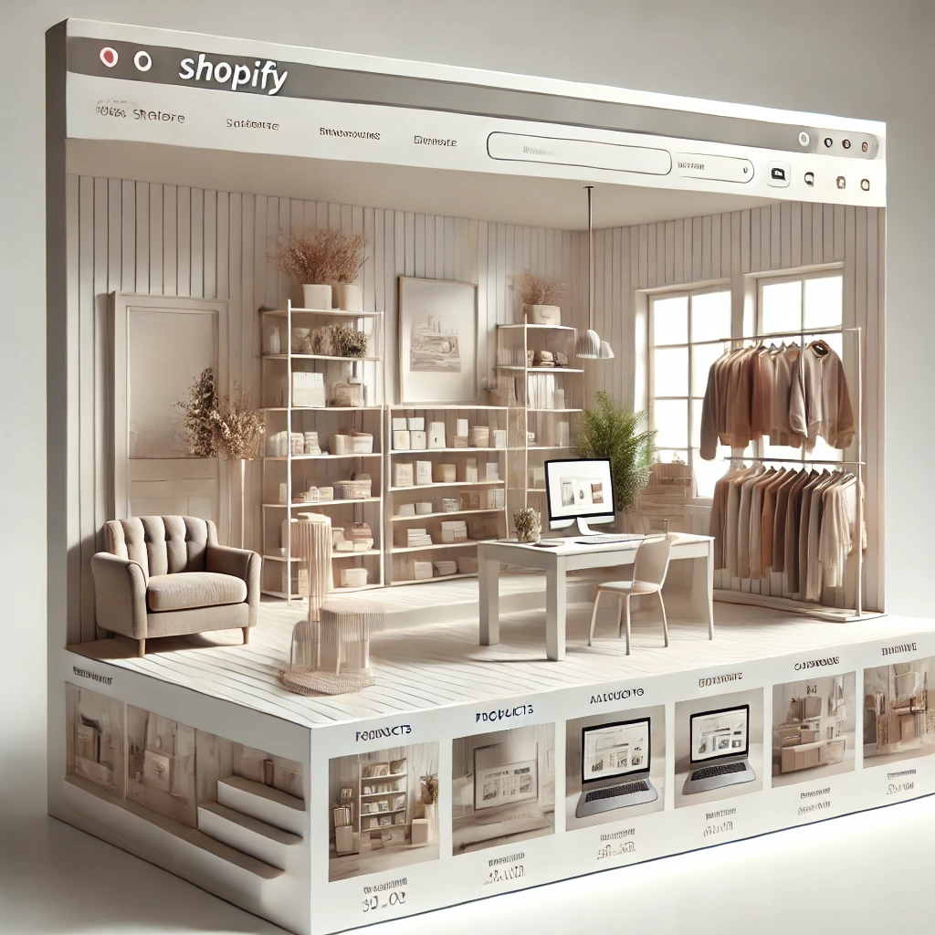 Ejemplo de tienda creada con Shopify destacando un diseño limpio y moderno