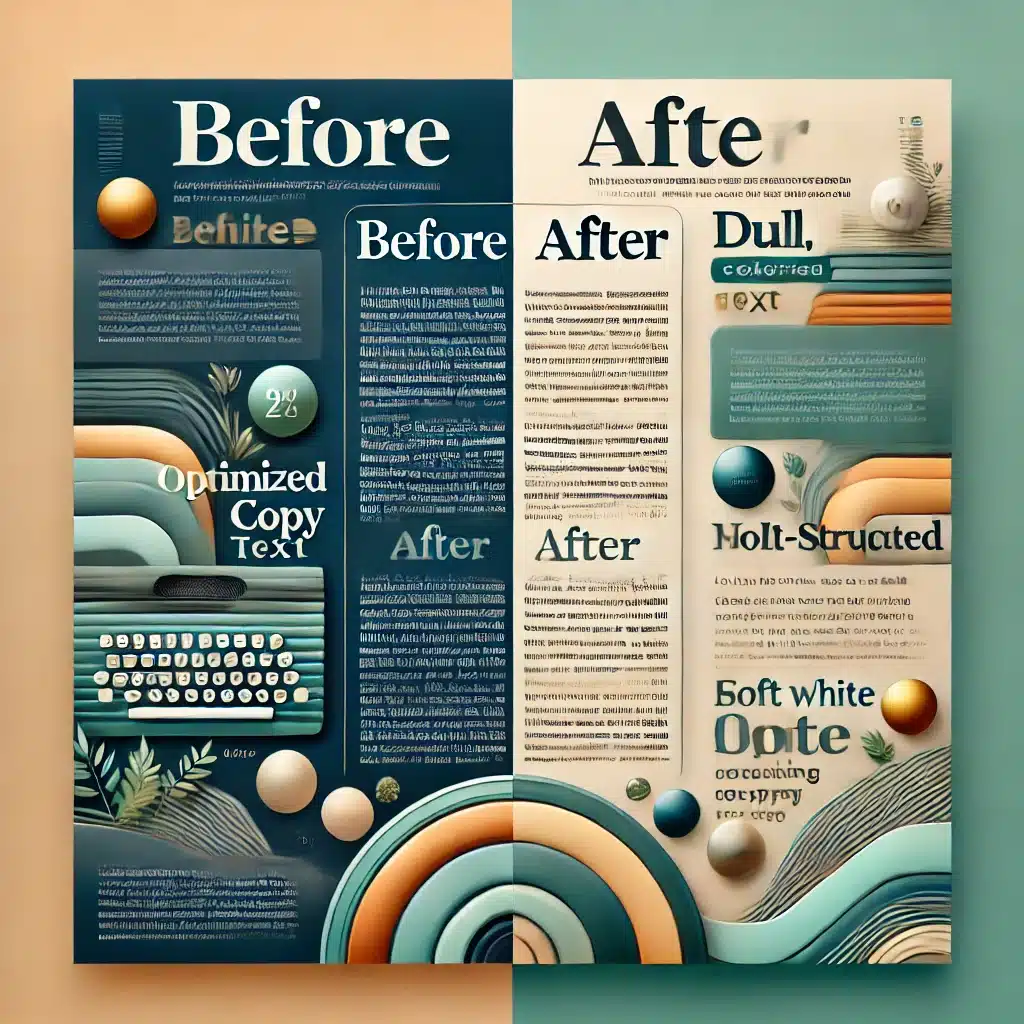 Ejemplo visual de un antes y después en un texto de copy optimizado