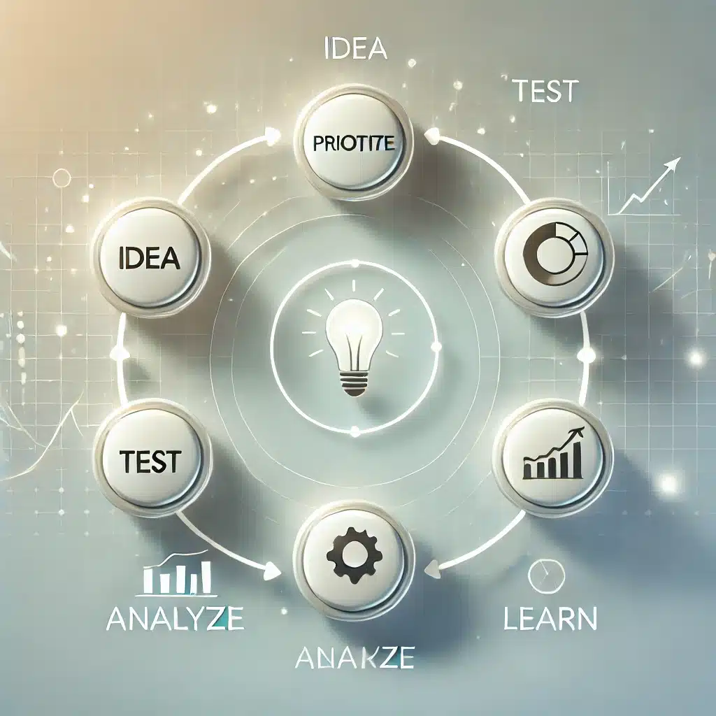 Esquema de un ciclo de experimentación de Growth Marketing