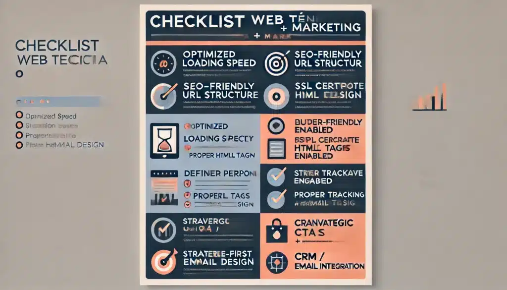 Infografía con checklist resumido técnico + marketing