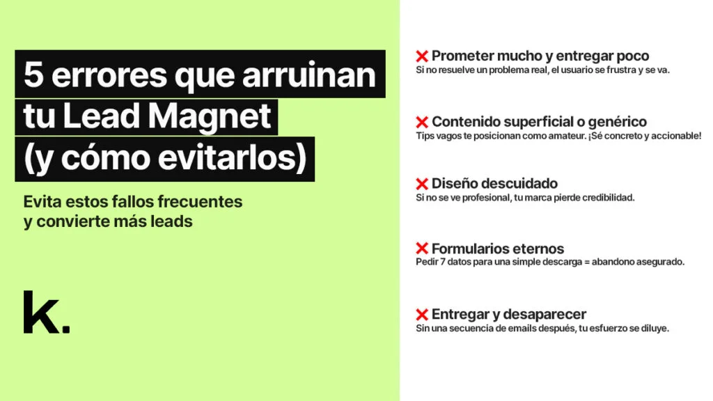 Lead magnet: 5 errores que debes evitar ya